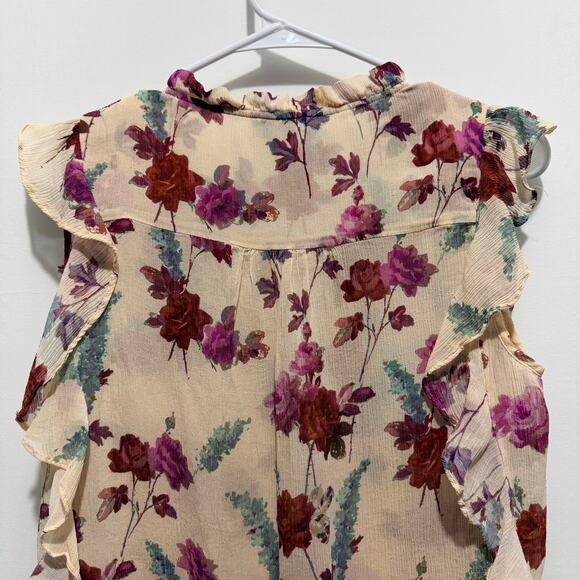 Paige Floral Ruffle Sleeveless Blouse Women’s M - Picture 5 of 8